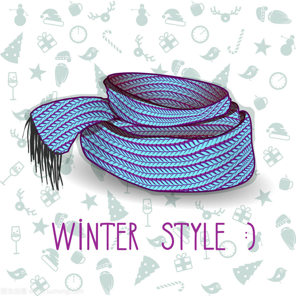 矢量扭曲藍色針織圍巾 飾品界的藝術新寵